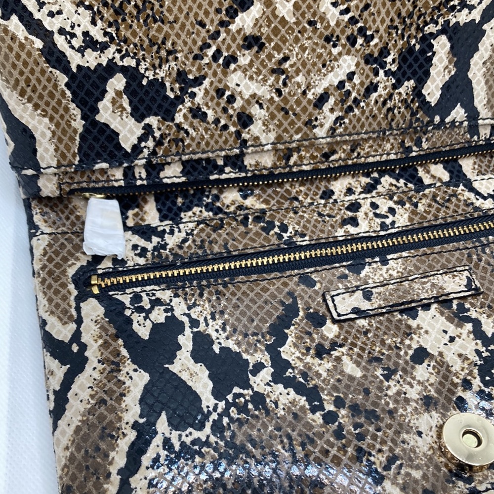 Ann Taylor Multi Color Embossed Python Clutch - N… - image 3